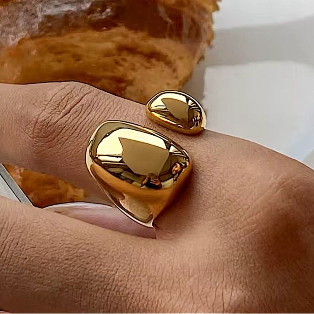 Gold Plated Geometric Ring, Creative, Design, Unique, Tre…